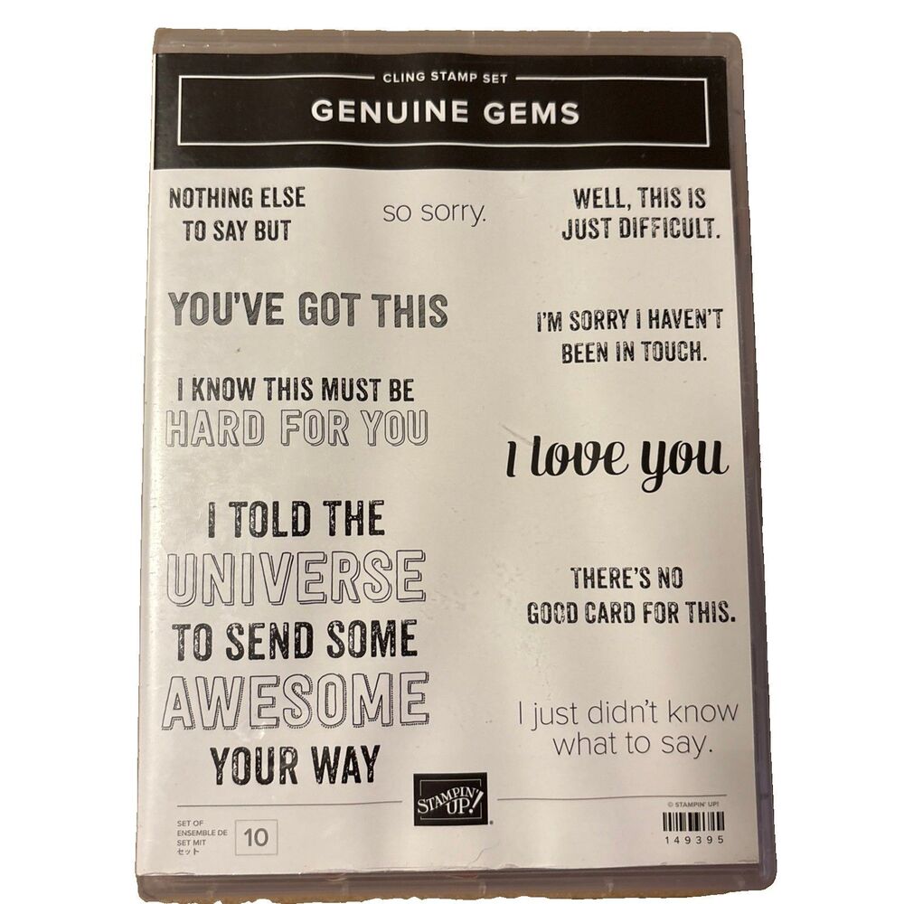 Stampin Up Genuine Gems 10 Stamps Sorry Love You Awesome You've Got This